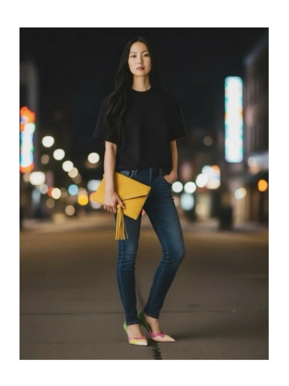 new Street Level ༄ Leather Tassel Envelope Clutch Handbag Bag ༄ Goldenrod Yellow
